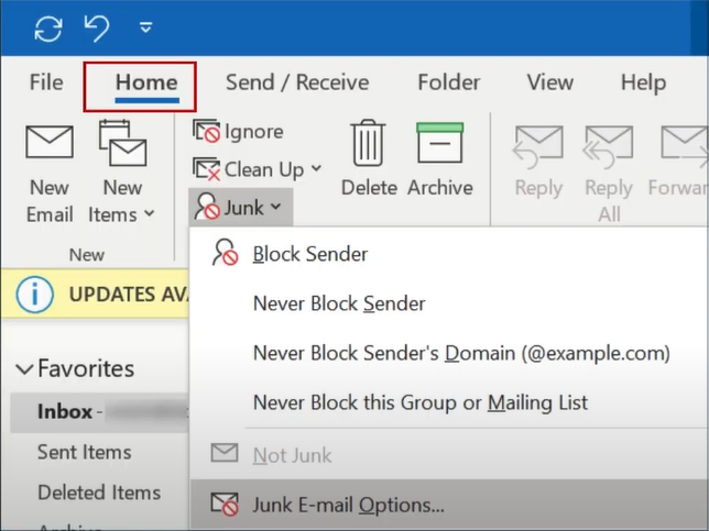select-the-junk-email-option