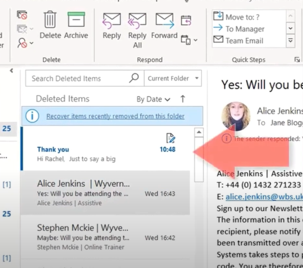 emails will be restored in the deleted item folder