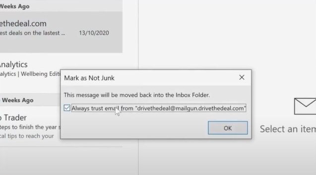 click on OK on the pop-up