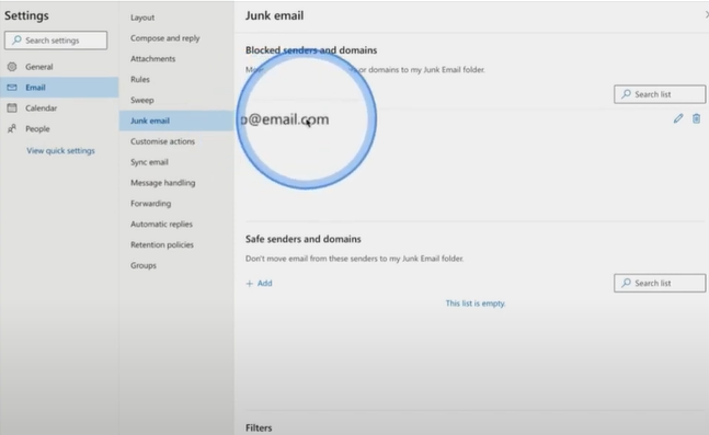 you can see the sender list