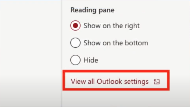 view all setting of the outlook