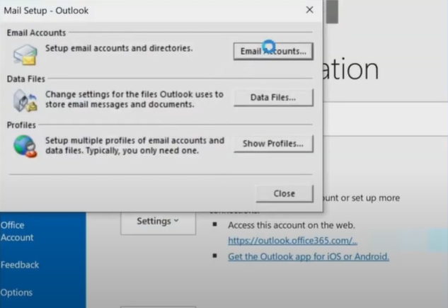choose the email accounts option