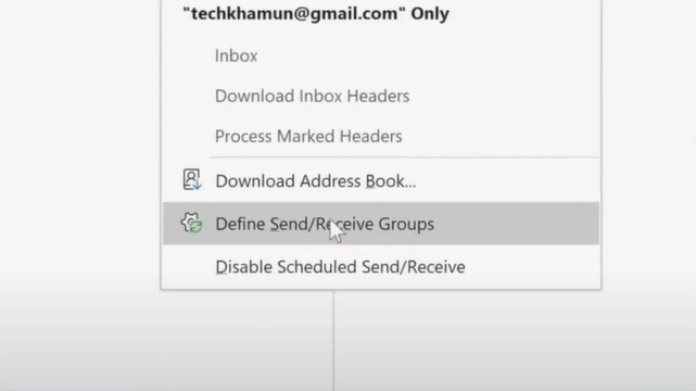 choose the option Define Send/Receive Groups