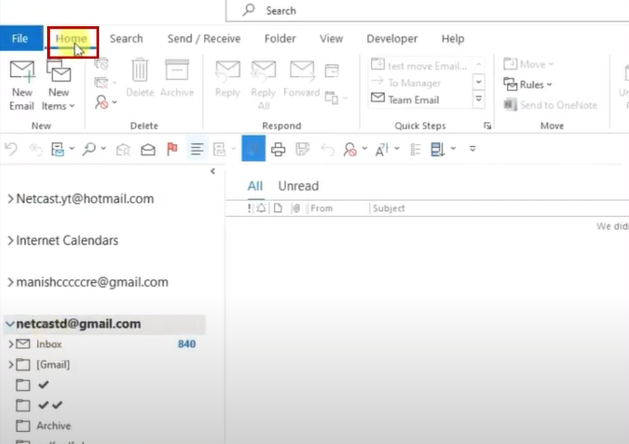 go to the default home tab
