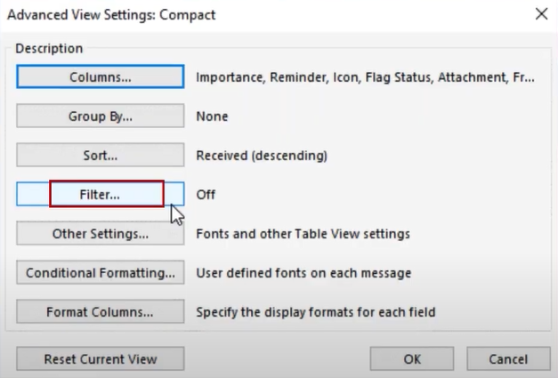 click on the filter option