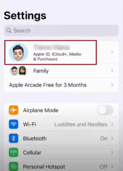Click on your name icon