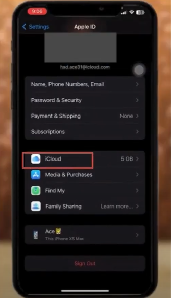 Click -on the option iCloud mail
