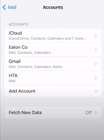 Select the account option