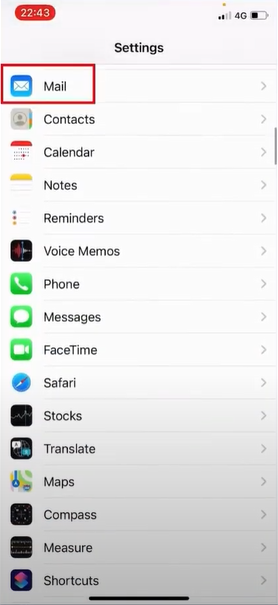 Select the mail option