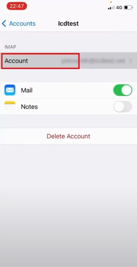 Select the account option