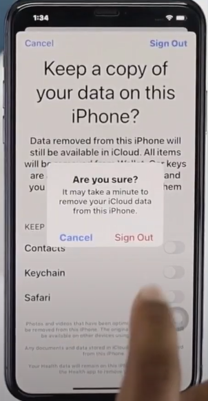Tap sign out again