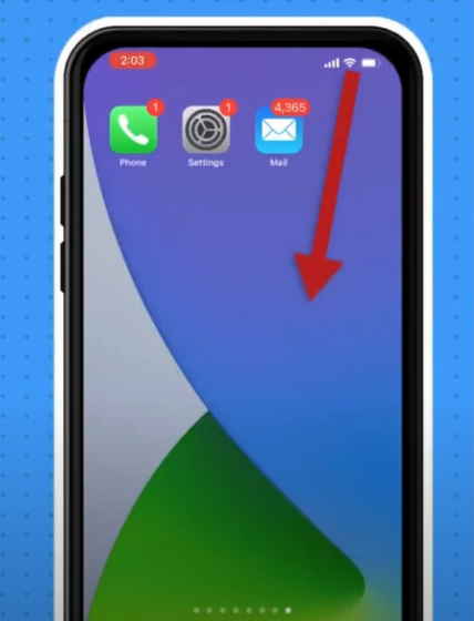 Pull down the control center
