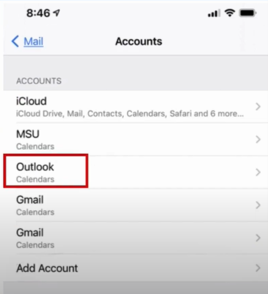 Tap on Outlook