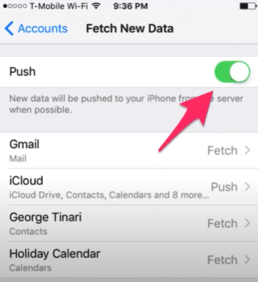Turn on push option