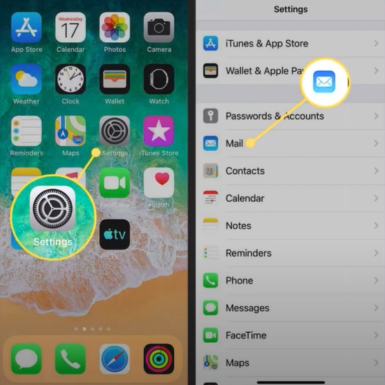 Tap on mail option