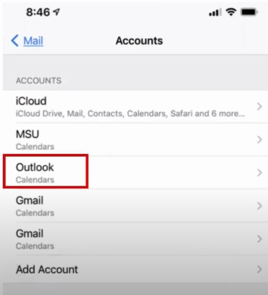 Tap on outlook