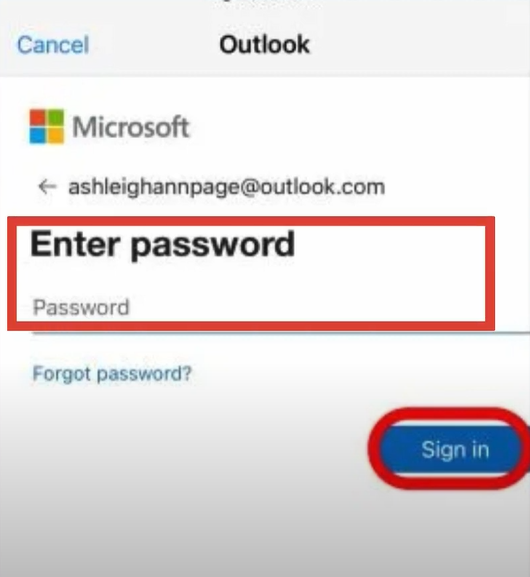 Enter the password and sign in