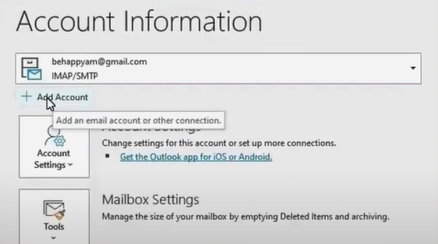 Click on Add Account