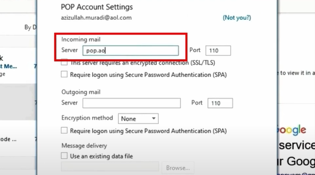 POP account settings