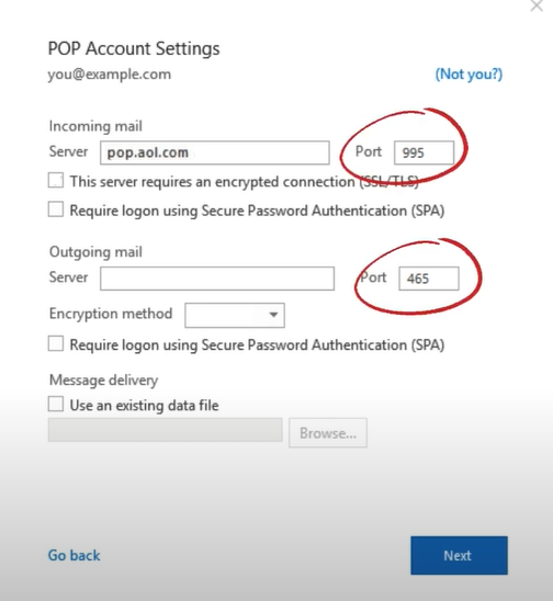 Change the ports number