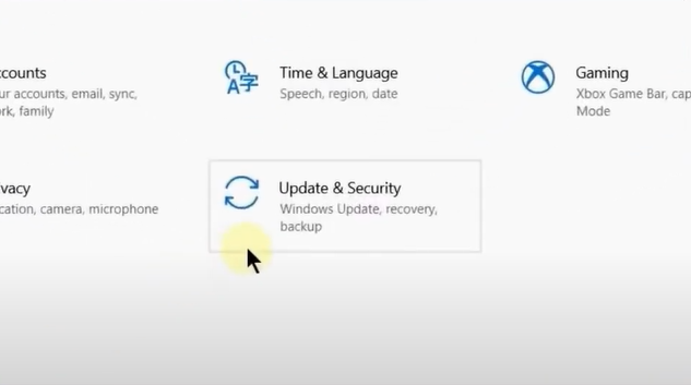 Click on update and security