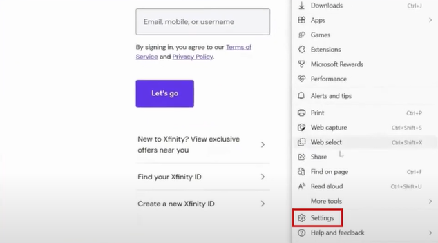 Click on the settings