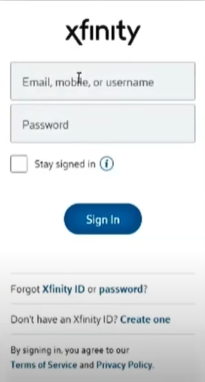 Navigate to Xfinity Login page