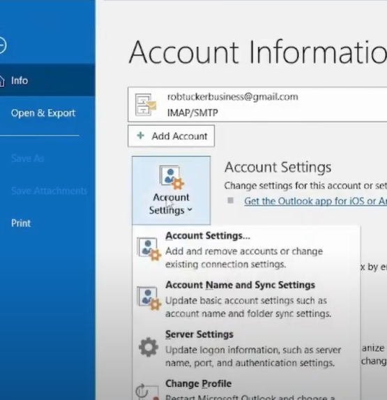 Open Account Settings