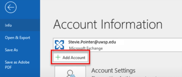 Click on Add Account