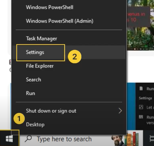 Choose the settings options