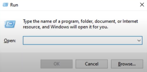 Open Run dialogue box