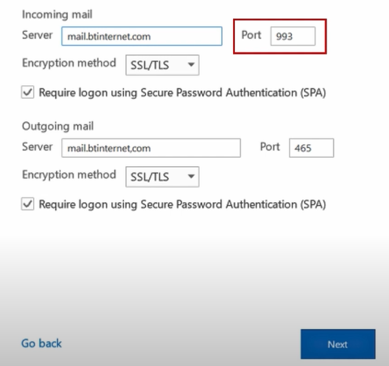 Check incoming mail server name