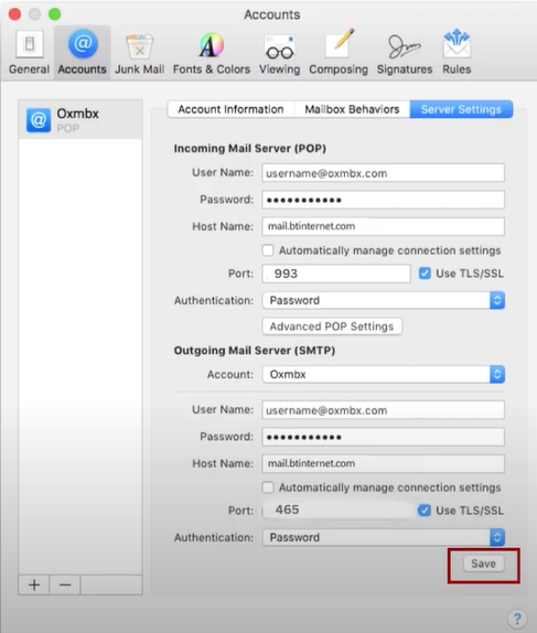 Click on the save button