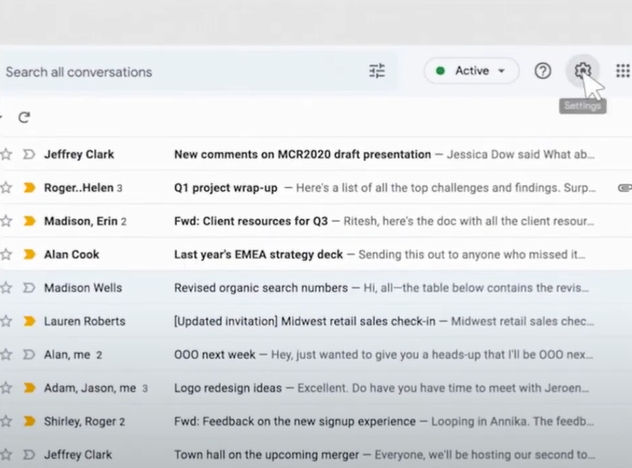 Open Gmail then Click Settings