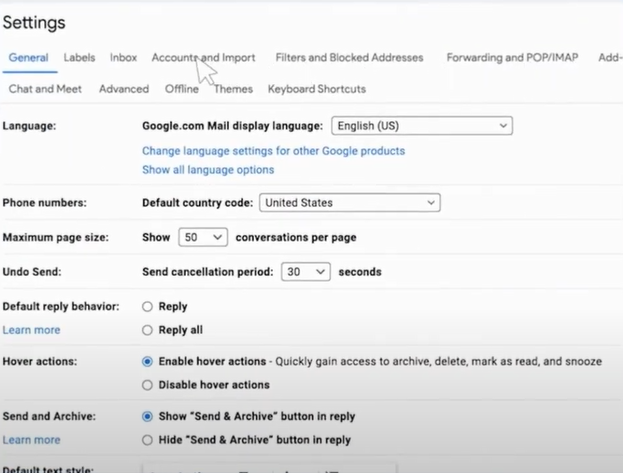 Go to Accounts and Imports