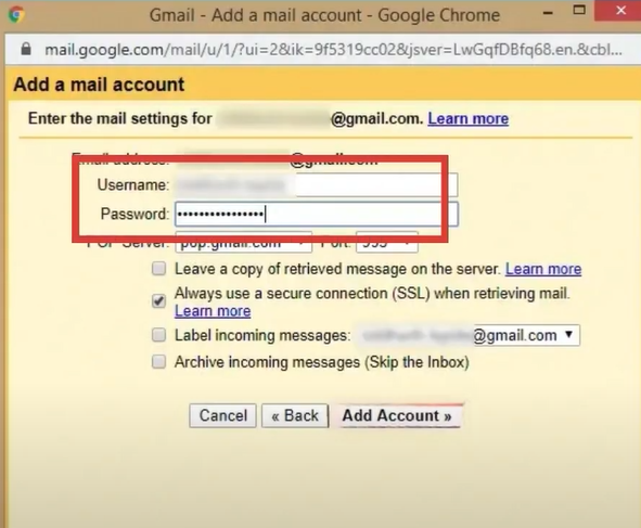 Enter username and password