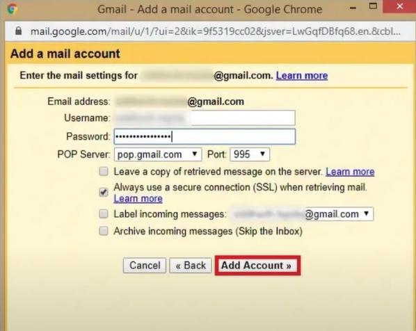 Choose add account option