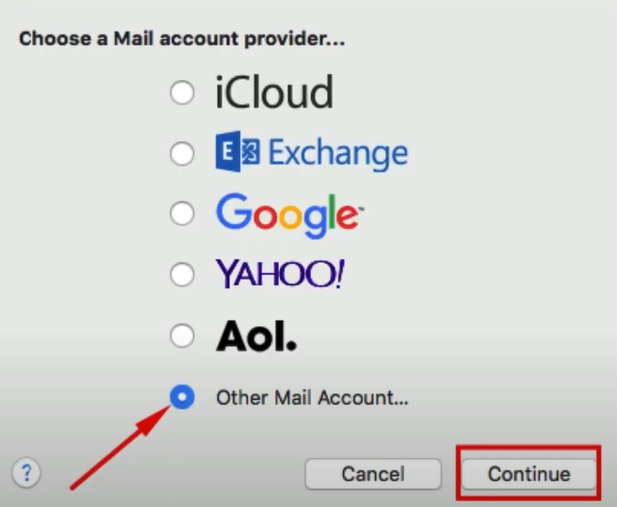 Click on Other Mail Account
