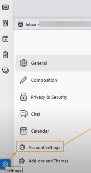 Open Thunderbird and Go To Account Settings