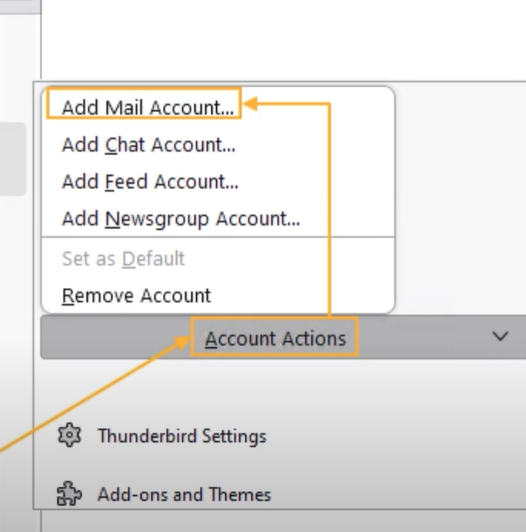 Select Add Mail Account Option