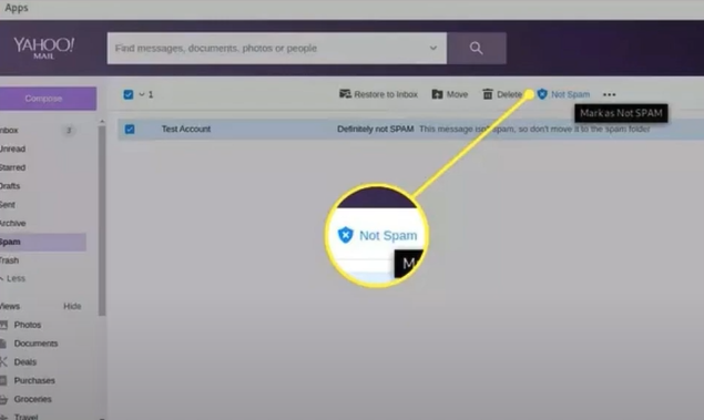 Go to the not spam option