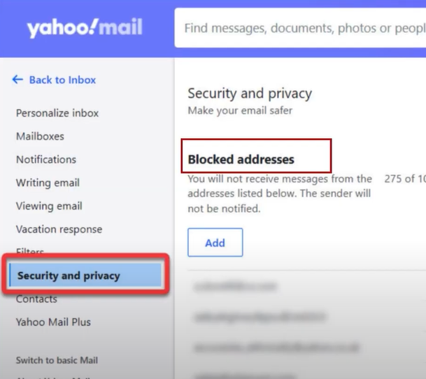 Inspect the blocked addresses