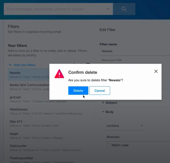 Select delete to confirm