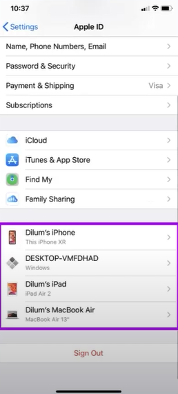 Find the device list