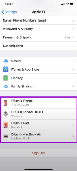 Remove all devices from your account