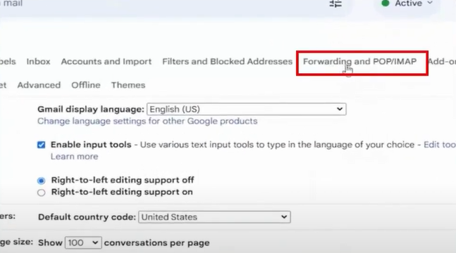 Navigate to Forwarding and POP/IMAP
