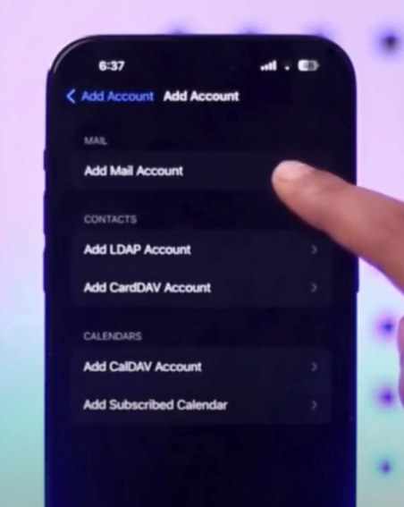 Select add Mail Account