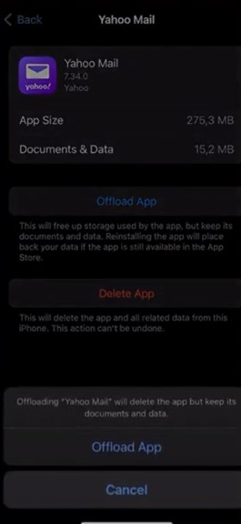 Offload App to confirm