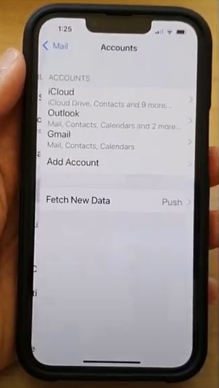 tap Mail, then go to Accounts