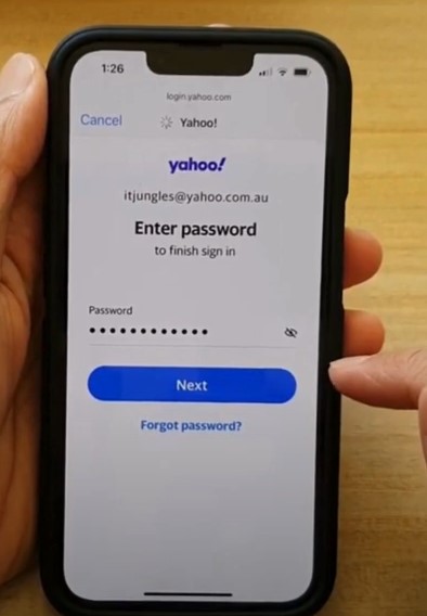 password and select Next